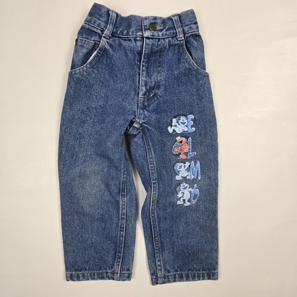 Multiprint Other - Vintage Y2K Multiprint High Waisted Elastic Back Medium Wash ELMO Jeans 2T